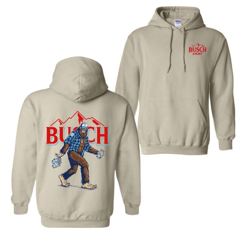 Bigfoot Busch Light Double Sided Hoodie and T-shirt, Unisex Hoodie For Man and Women