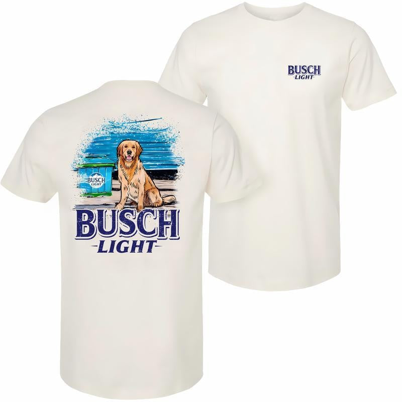 Busch Light, Beer, Limited Busch Light Men Best Friend T-shirt - 2 Side - Minimalist Chic - Every Size, Casual Graphic Round Neck T-shirt for Summer, Fashion Top for Daily Wear