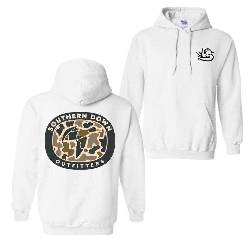Southern Down Outfitters Camo Shirt , Duck Hunting Southern Down Hoodie, Outdoor enthusiast gift, For southern style enthusiasts, Unisex fit