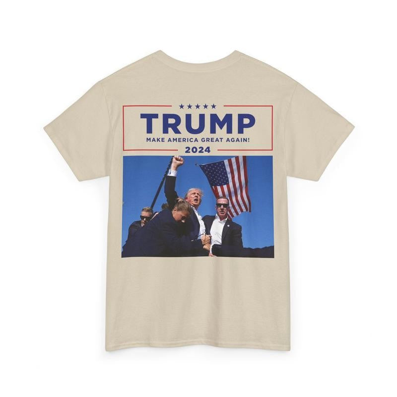 Trump Rally Shooter Unisex Tshirt, 2 Sided American Funny Graphic Tee Shirt 2024 Elections, Classic Casual Top Menswear Womenswear