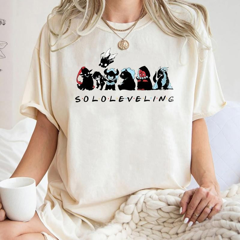 Soloo Leveling x Friends Sung Jin.woo Shadow Monarch Chibi Belliion Beru Greed lgris lron Jiima Kaiisel Shadow Giants Tank Tusk Unisex T-Shirt, Sweater And Hoodie