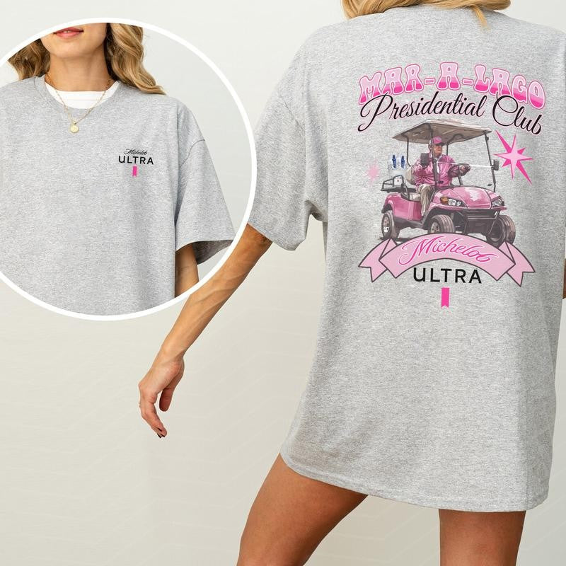 Golf Club Michelob Ultra Beer Pink Graphic Shirt, Funny Golf T-shirt, Drinking Tshirt, Drink Shirt, Comfort Clothing, Cotton Fabric Tshirt, Printed Women's Top, Casual Womenswear
