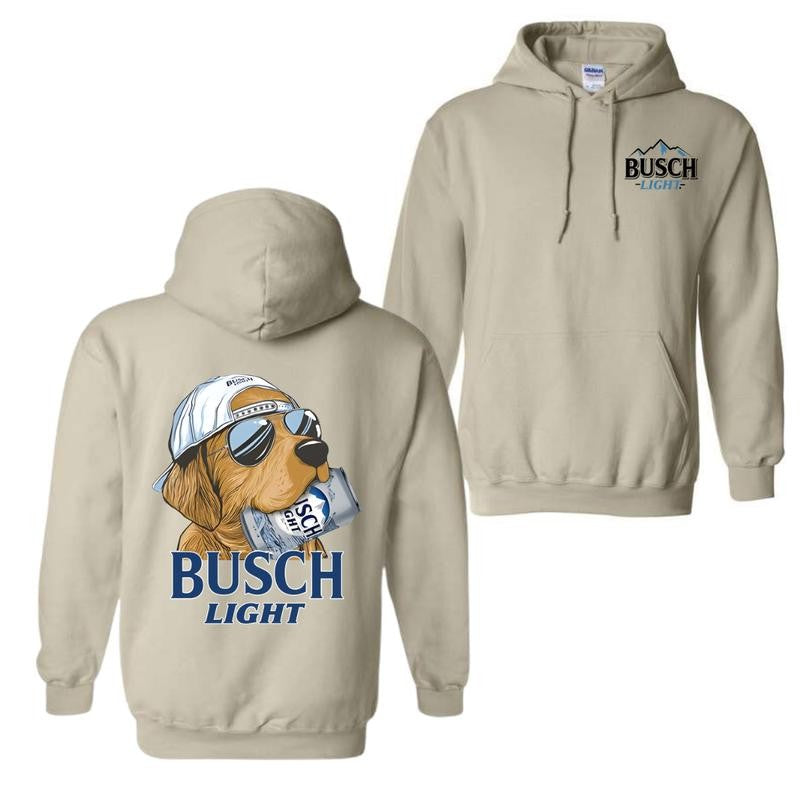 Busch Light Hunting Dog 2 Sided Hoodie and T-shirt, Busch Light Hoodie Full Color For Men and Women, Unisex Outdoors Funny Beer Printed Hoodie
