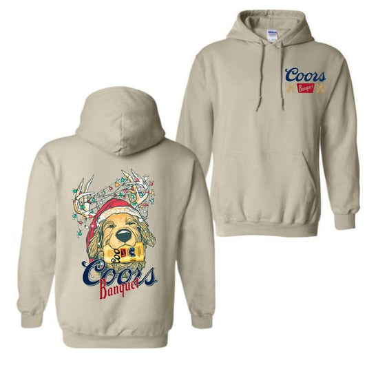 Christmas Shirt, Coors Christmas Golden Dog 2 Siders Hoodies, Coors Christmas Hoodies, Perfect For Beer Lovers, Unisex for Men and For Women