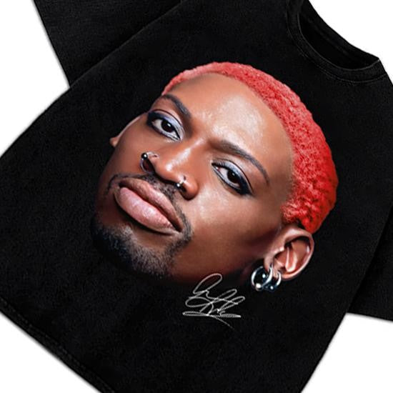 Dennis Red Hair flamboyant 90's Vintage Design Retro T-Shirt Graphic Tee Cotton Menswear Top Basketball