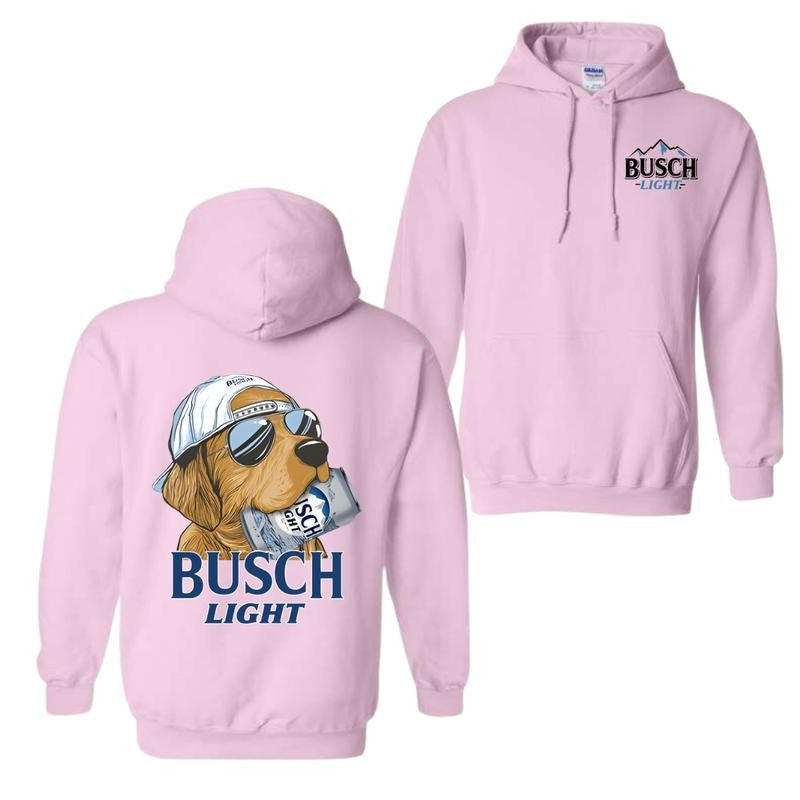 Busch Light Hunting Dog 2 Sided Hoodie and T-shirt, Busch Light Hoodie Full Color For Men and Women, Unisex Outdoors Funny Beer Printed Hoodie
