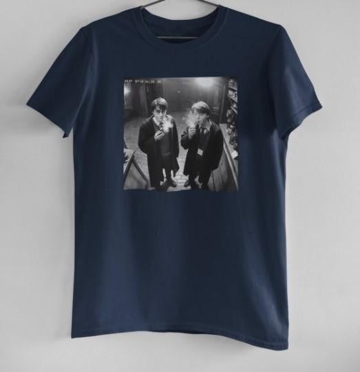 Harry Potter and Ron Weasley Smoking Cigar Vintage Look Funny Meme Shirt, Harty Potter 90s Retro Look Tee, Meme Movie Shirt Casual Round Neck