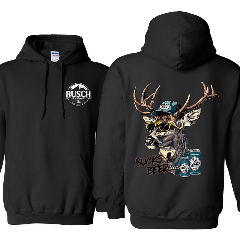 Busch Light Bucks & Beer 2 Sided Hoodie - Sweatshirts, Perfect For Beer Lovers, Unisex for Men and For Women Classic Cotton