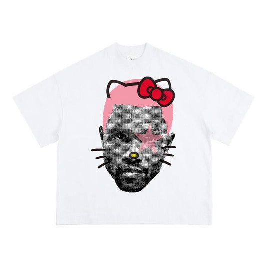Frank PINK Star Big Face Graphic Rap Tee