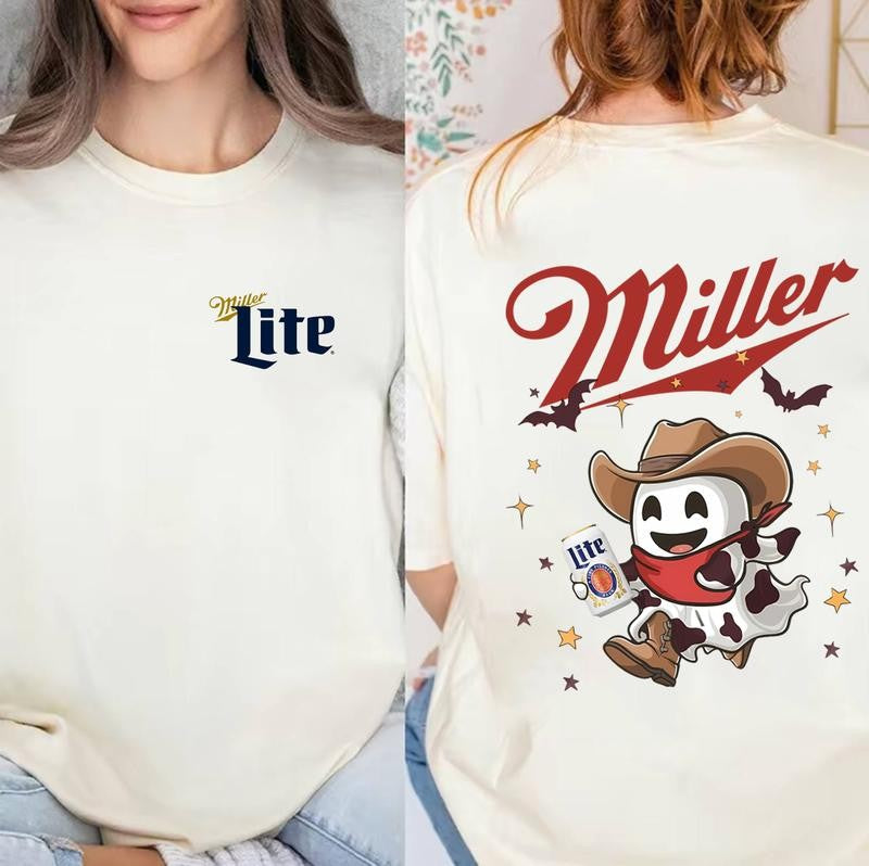 Miler Lite Ghost Halloween 2 Sided T-Shirt, Miler Lite Shirt For Men And Women, Halloween Trendy Shirt