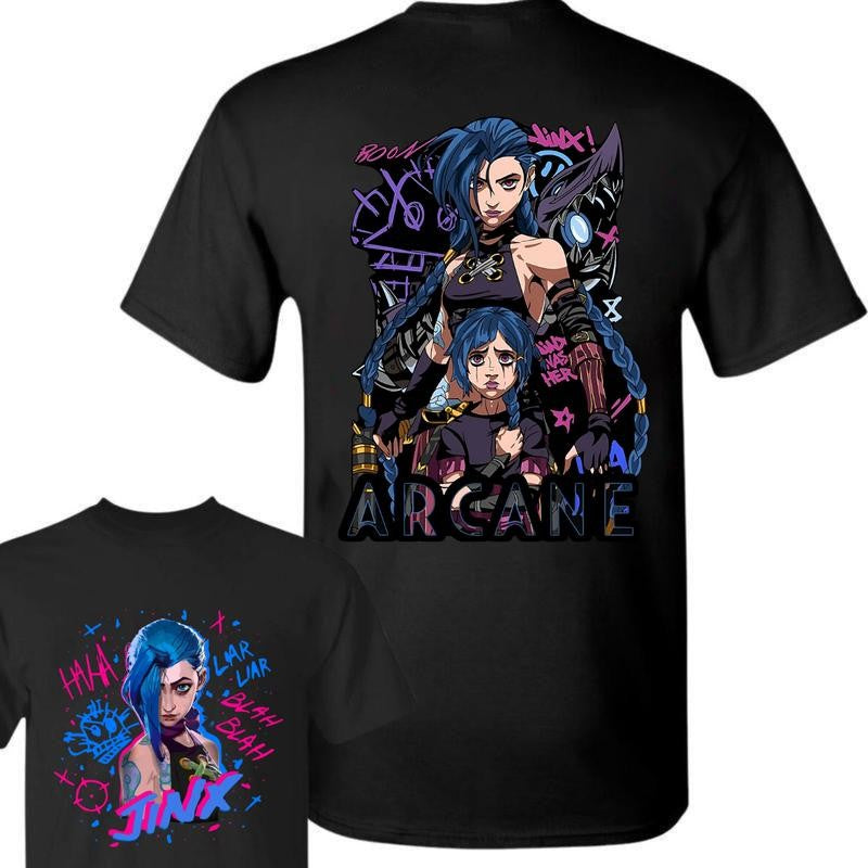 Arcane Jinx T-Shirt/Hoodie Vi League of Legends New Season Unisex T-Shirt/Hoodie, Unisex for Man and Women, 100% Cotton, LOL Tee