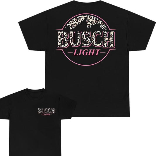 Busch Light -Beer- Busch Light Leopart Logo T-shirt 2 Side Unisex Size Range, Casual Graphic Round Neck T-shirt for Summer, Fashion Top for Daily Wear, T shirt For Men And Women