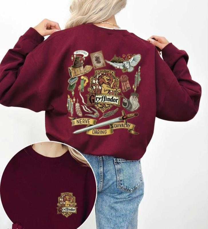 Vintage Hogwarts Houses Sweatshirt, Harry Potter Sweatshirt Cotton Shirt, Wizard House Sweatshirt