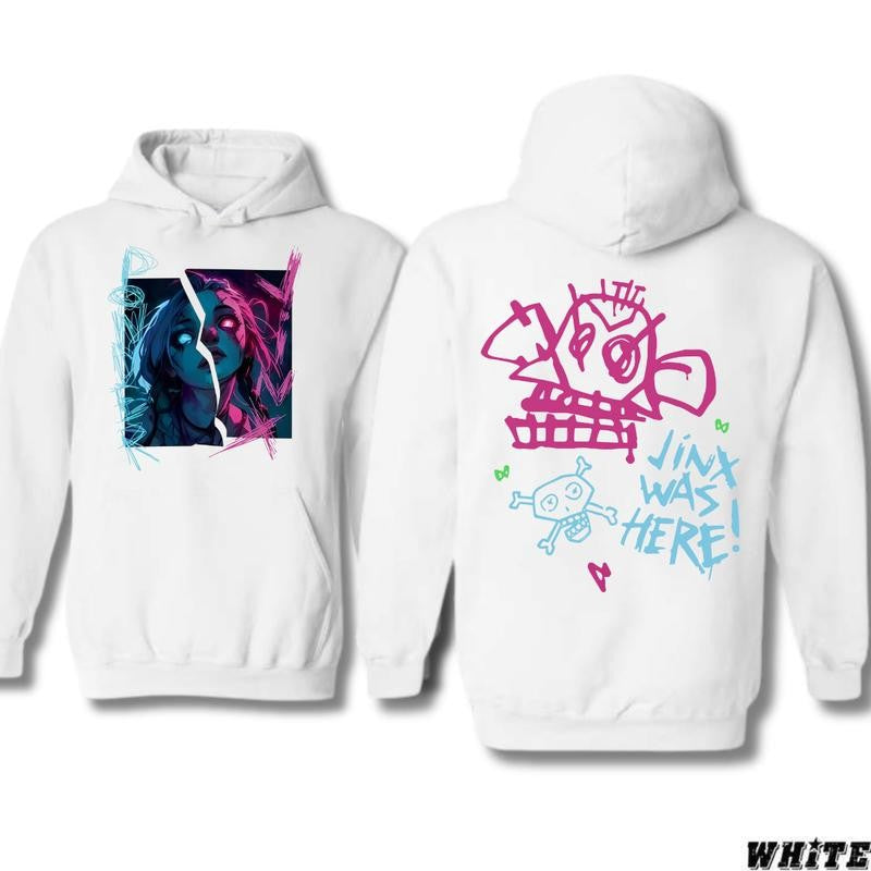 Arcane-Jinx Hoodie/T-Shirt Harajuku Legend of League Shirt/Hoodie, Unisex for Man and Women, 100% Cotton, LOL Tee