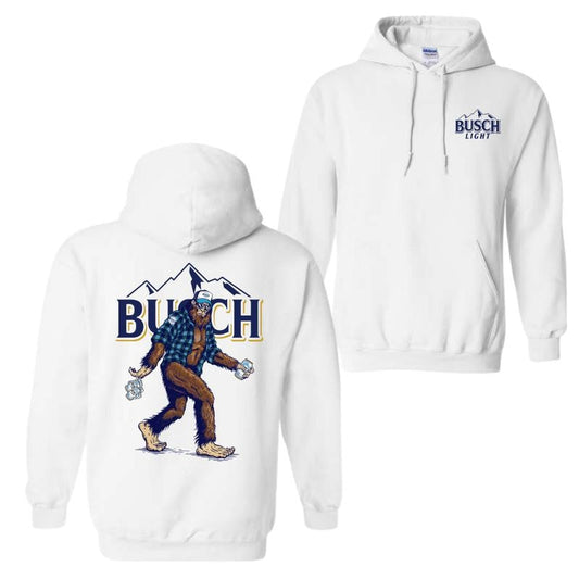 Bigfoot Busch Light T-Shirt Hoodie, 2 Sided Graphic Printed Unisex Classic Comfort Cotton T-Shirts in all Sizes all Colors for Men for Women