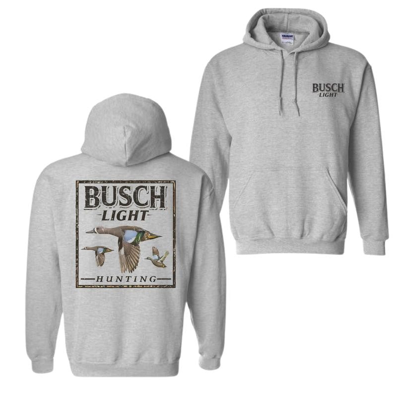 Dark 2-Sided Busch Light Hunting Camo Duck Hoodie, Unisex Hoodie, Many Color Printed Shirt, For Men and Women, Cotton Menswear Hoodie, Hoodie Tops
