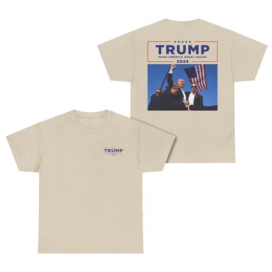 Trump Rally Shooter Unisex Tshirt, 2 Sided American Funny Graphic Tee Shirt 2024 Elections, Classic Casual Top Menswear Womenswear