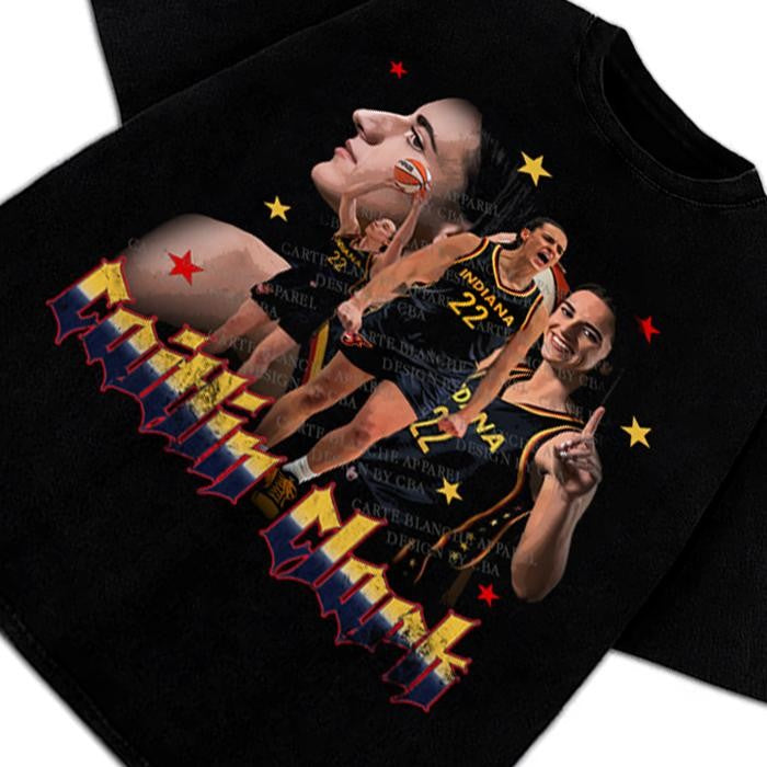 Caitlin Clark Fever T-Shirt Indiana Basketball Fan Art Graphic Tee Crewneck Cotton