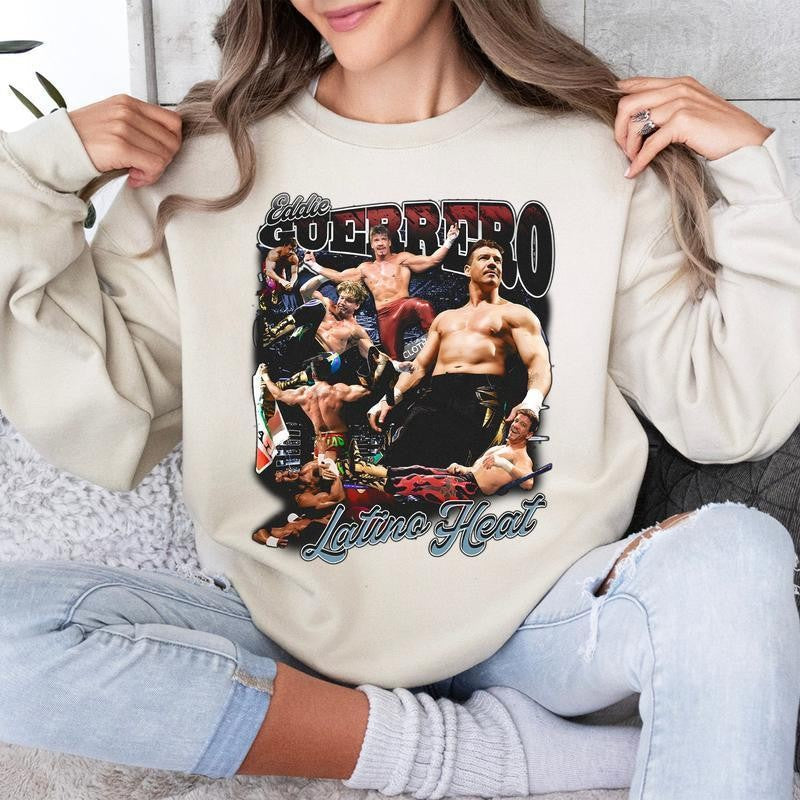 Vintage Eddie Guerrero graphic tee, Eddie Guerrero Vintage 90s graphic unisex sweatshirt, WWE graphic tee Hoodie Streetwear Menswear