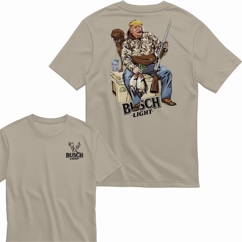 Busch Light, Hunter Trump With Busch Light Beer 2 Siders T-shirt, Perfect For Beer Lovers, Unisex T-Shirt, Cotton, Casual Graphic Trump T-shirt, Unisex T-shirt for Men and For Women