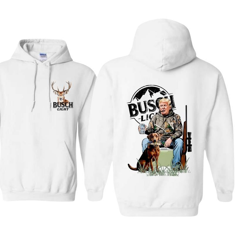 Busch Light, Hunter's Busch Light Hoodie, Sweatshirt, T-shirt - Hunter with Dog, and Classic Beer Graphic, Outdoor Funny, Unisex for Men and For Women