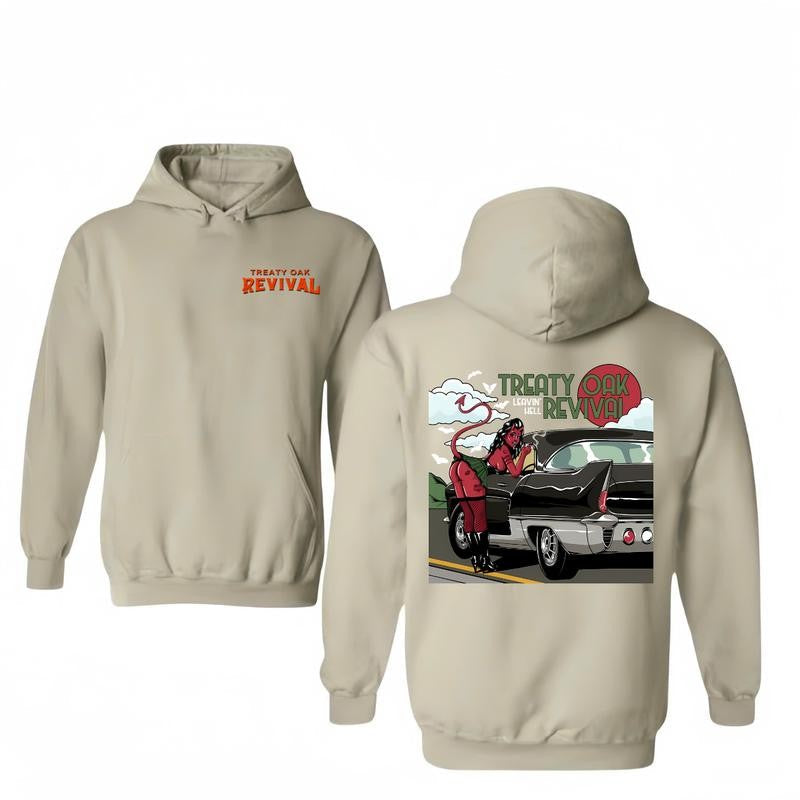 Leaving Hell T-Shirt/Hoodie - Treaty Oak Revival 2 Sided Unisex T-Shirt/Hoodie, Vintage for Men and Women, Unisex Vintage Crewneck Tee - Casual