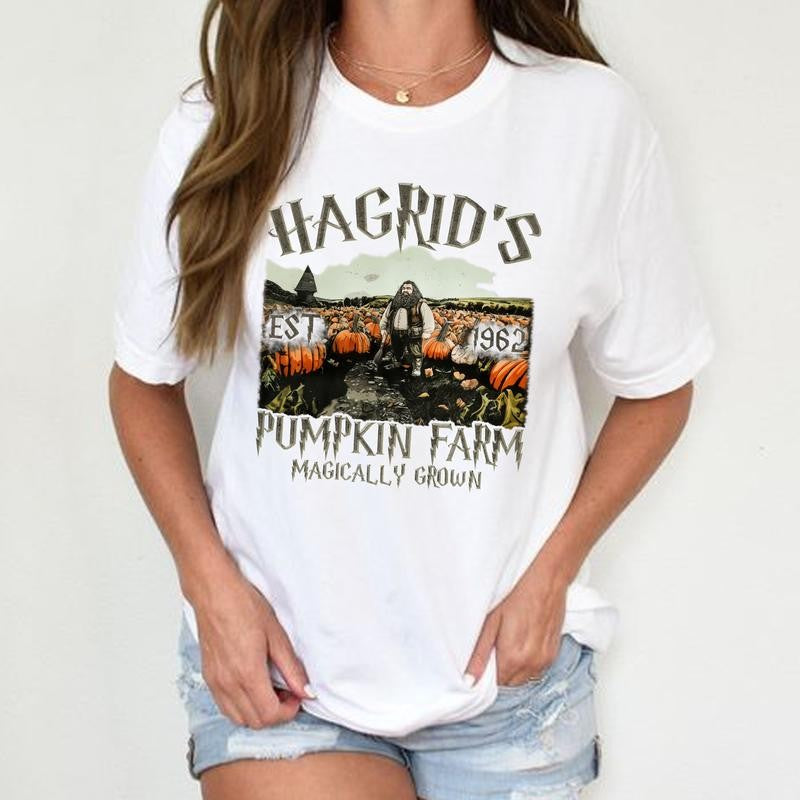 HP Hagrid's Pumpkin Farm Unisex Sweatshirt Hoodie Shirt Cotton Relaxed Fit, Hogwarts T-Shirt