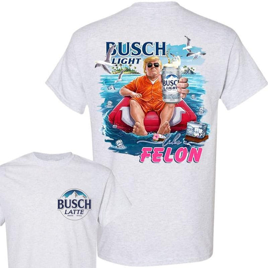B.u.s.c.h 2024 Chillin Like A Felon Unisex 2-Sided Shirt 2024 Shirt Soft Cotton Shirt, Casual Graphic Round Neck T-shirt for Summer, Beer Party Summer Shirt, Fashion Top for Daily Wear, T shirt For Men And Women