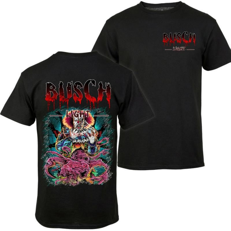 BUSCH LIGHT, BEER, Halloween, Busch Light Stephen King T-Shirt, Shirt, Casual Graphic Round Neck T-shirt for Summer, Fashion Top for Daily Wear