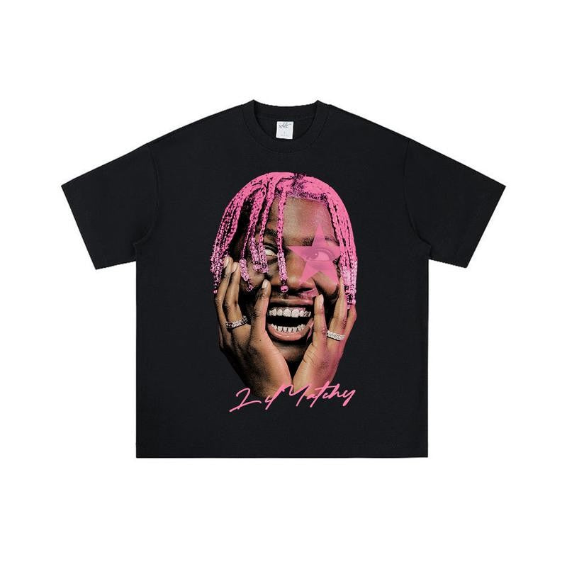 Lil PINK Star Yachty Big Face Graphic Rap Music Tee