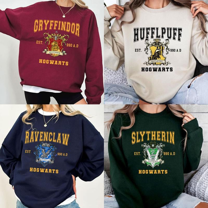 Vintage Harry Potter Hogwarts Sweatshirt, Fantasy Wizard Shirt, Christmas Gift For Family