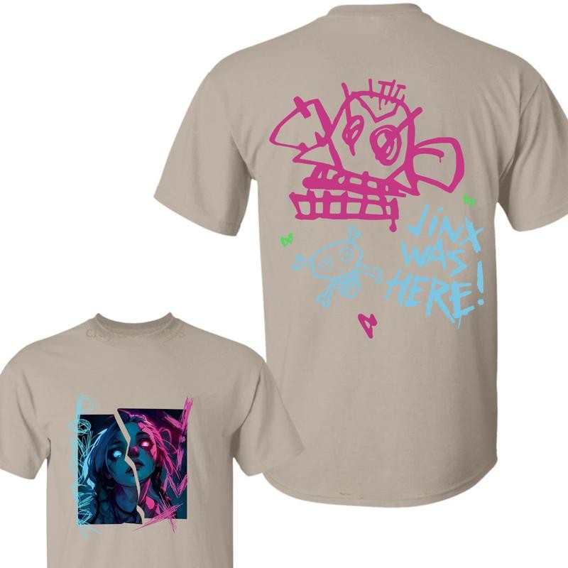 Arcane-Jinx Hoodie/T-Shirt Harajuku Legend of League Shirt/Hoodie, Unisex for Man and Women, 100% Cotton, LOL Tee