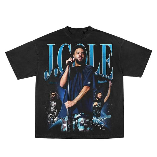 J. Cole Print Short Sleeve Graphic Unisex T-Shirt Menswear Top Man Tshirt Streetwear Shortsleeve Crewneck