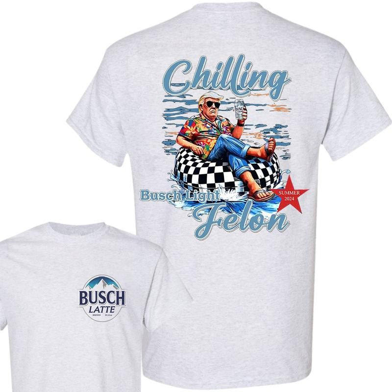 Busch Light -Beer- Chillin Busch Light  Shirt Busch Light 2-Sided Shirt 2024 Shirt Soft Cotton Shirt, Casual Graphic Round Neck T-shirt for Summer, Fashion Top for Daily Wear, T shirt For Men And Women
