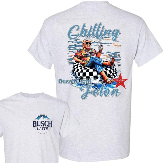 Busch Light -Beer- Chillin Busch Light  Shirt Busch Light 2-Sided Shirt 2024 Shirt Soft Cotton Shirt, Casual Graphic Round Neck T-shirt for Summer, Fashion Top for Daily Wear, T shirt For Men And Women