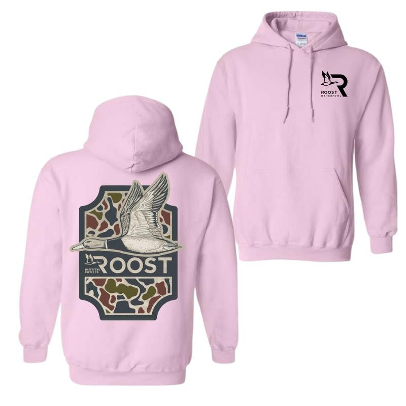 Roost Waterfowl Duck Hunting Hoodie - Camo Design, Graphic Hoodie, Ideal for Waterfowl Hunters, Unisex Comfort and Style, Menswear Top