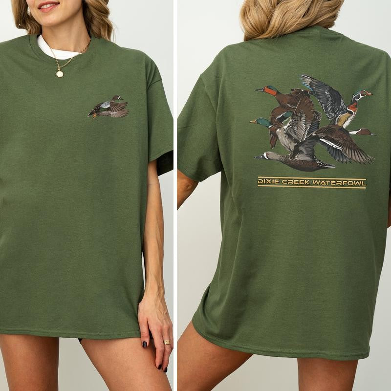 Graphic Busch Light Outdoors 2 Sided Shirt, Duck Hunting T-shirt, Comfort Clothing, Cotton Fabric Tshirt, Printed Women's Top, Casual Womenswear, Drink Shirt