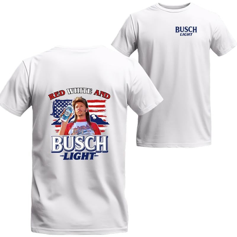 Joe Shirt Red White and Busch Light Tee, BUSCH LIGHT Unisex Shirt, Beer Shirt, Menswear Top, Streetwear, Drinking Shirt