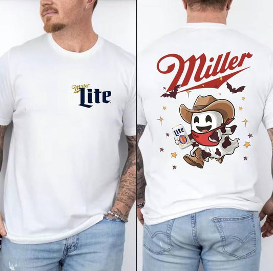 Miler Lite Ghost Halloween 2 Sided T-Shirt, Miler Lite Shirt For Men And Women, Halloween Trendy Shirt