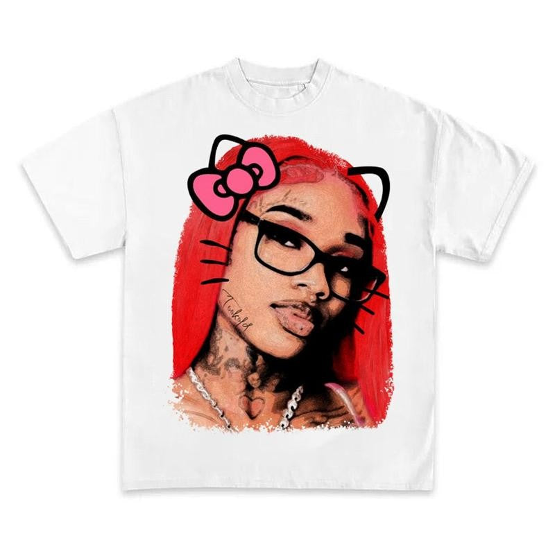 Get It Sexyy Kitty Vintage Rap Tee Big Face Hip Hop Graphic T-shirt