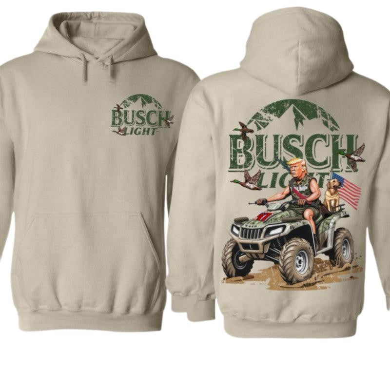 Busch Light Trump King 2 Sided Hoodie, Pullover With Hunter And Dog Graphic, Perfect for outings and holidays, Unisex for Men and For Women