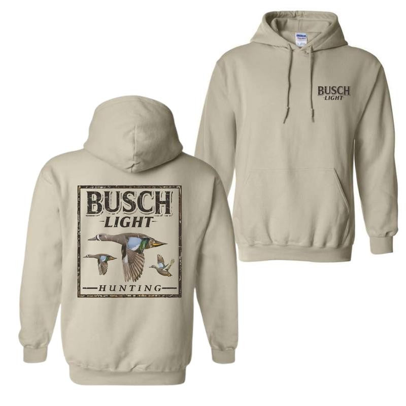 Dark 2-Sided Busch Light Hunting Camo Duck Hoodie, Unisex Hoodie, Many Color Printed Shirt, For Men and Women, Cotton Menswear Hoodie, Hoodie Tops