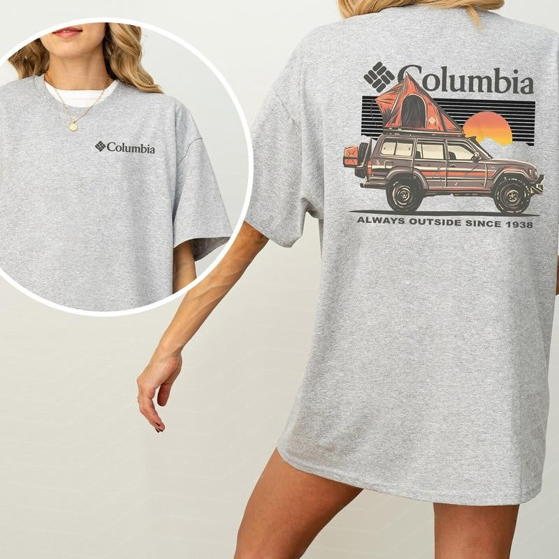 Vintage Columbia Crawl 2-Sided Shirt for Men and Women, Camping Truck T-Shirt, Retro Car RDG Tshirt, Car Enthusiast Tops, Cotton Casual Womenswear