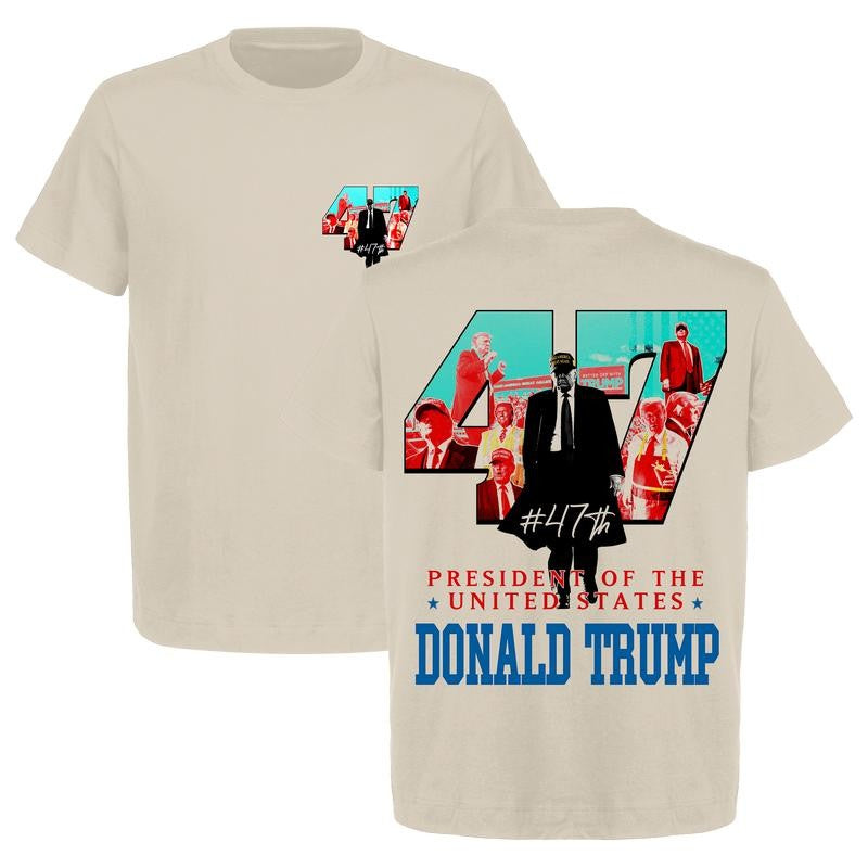 US 47th President Donald Trump Won Again 2024 Graphic T-Shirt - Heavy Cotton Gildan 500, Unisex Election Shirt for Men & Women