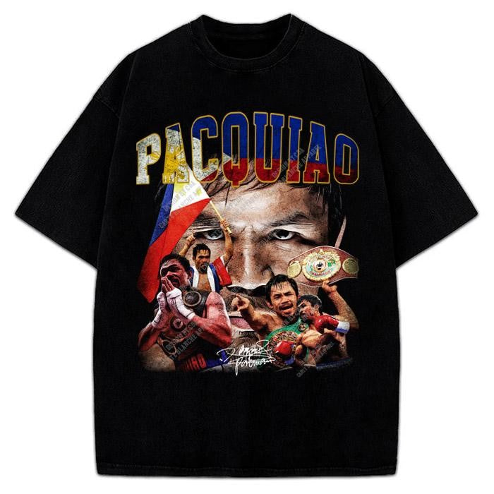 Manny Pacquiao Pacman Goat Boxing Vintage Style Graphic Design T-Shirt Graphic Tee Crewneck Cotton Menswear Top