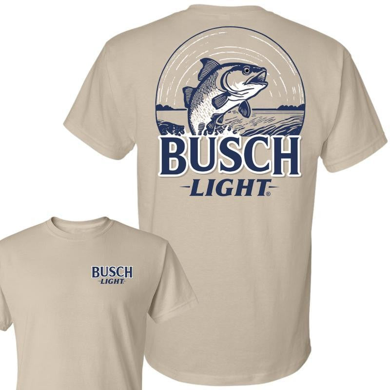 Busch Light T-Shirt, Busch Light, Beer Tee - Busch Light Wildlife 2-sided T-shirt, Casual Graphic Round Neck T-shirt for Summer, Fashion Top for Daily Wear,  For Men, For Women