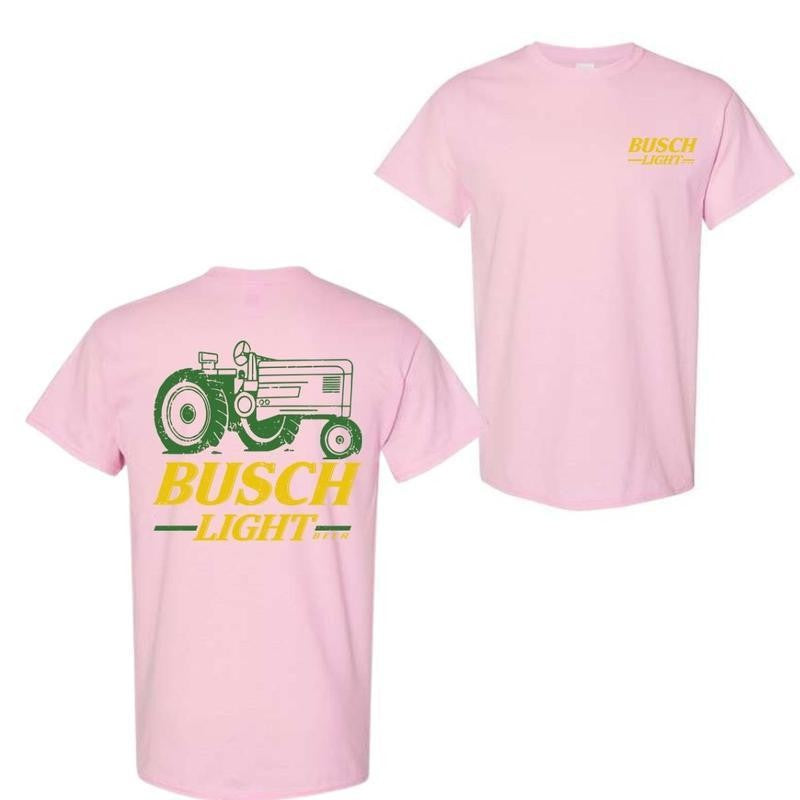 Busch Light Tractor 2-Sided T-Shirt, Labor Day, Casual Graphic Round Neck T-shirt for Summer, Beer Party Summer Shirt, Fashion Top for Daily Wear, T shirt For Men And Women