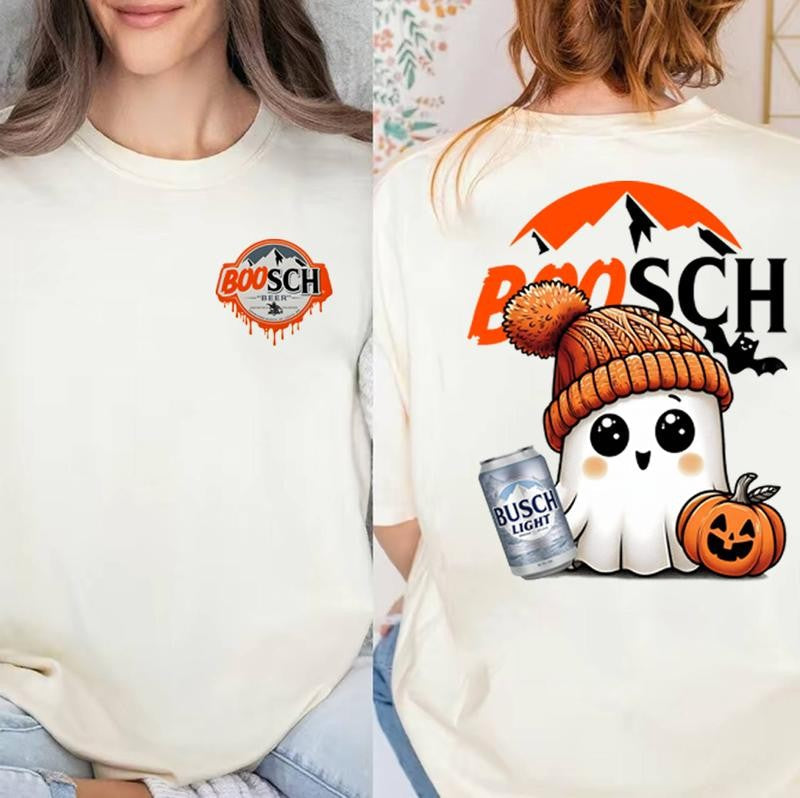 Ghost Holding Busch Light Beer Boo-sch T-Shirt - 2 side, Funny Beer Lover Gift