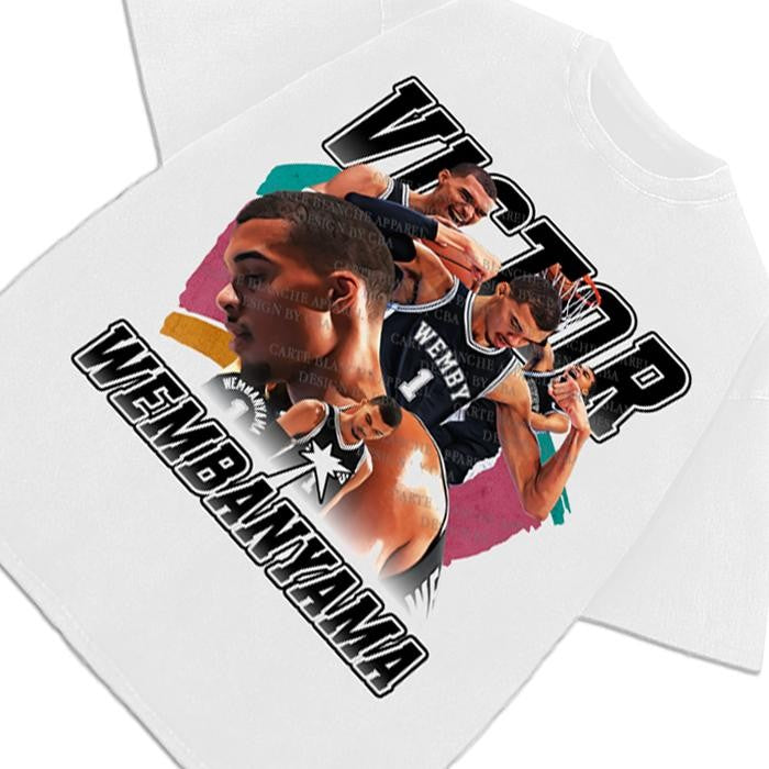 Victor Wembanyama Wemby Space Monstar Jam 90's Vintage Style Retro Custom Graphic Design T-Shirt Crewneck Cotton Menswear Top