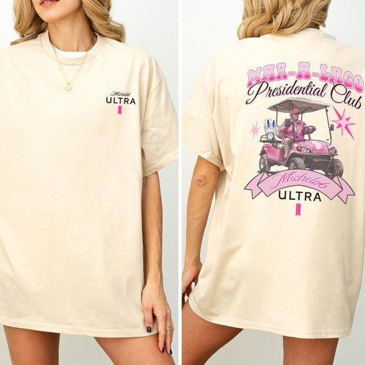 Golf Club Michelob Ultra Beer Pink Graphic Shirt, Funny Golf T-shirt, Drinking Tshirt, Drink Shirt, Comfort Clothing, Cotton Fabric Tshirt, Printed Women's Top, Casual Womenswear